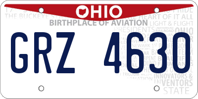 OH license plate GRZ4630