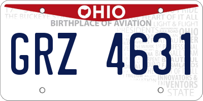 OH license plate GRZ4631