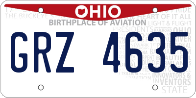 OH license plate GRZ4635