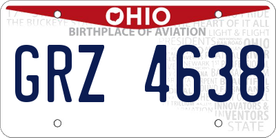 OH license plate GRZ4638