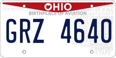 OH license plate GRZ4640