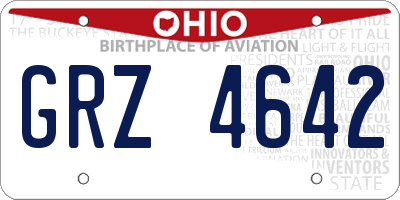 OH license plate GRZ4642