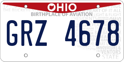 OH license plate GRZ4678