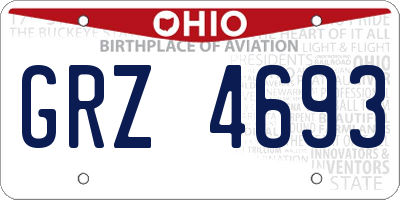 OH license plate GRZ4693
