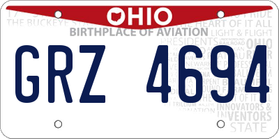 OH license plate GRZ4694