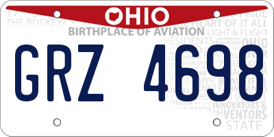 OH license plate GRZ4698
