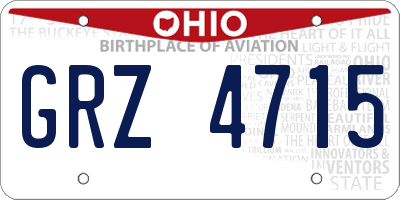 OH license plate GRZ4715