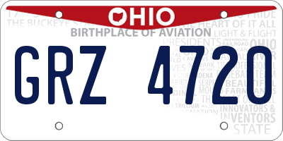 OH license plate GRZ4720