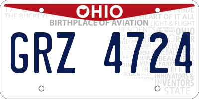 OH license plate GRZ4724