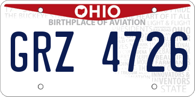 OH license plate GRZ4726