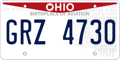 OH license plate GRZ4730