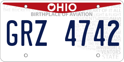 OH license plate GRZ4742