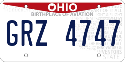 OH license plate GRZ4747