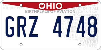 OH license plate GRZ4748