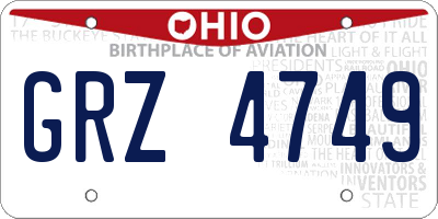 OH license plate GRZ4749