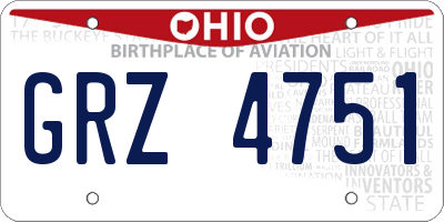 OH license plate GRZ4751