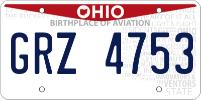 OH license plate GRZ4753