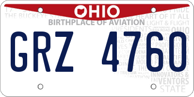 OH license plate GRZ4760