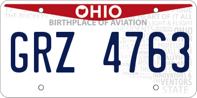 OH license plate GRZ4763