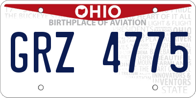 OH license plate GRZ4775
