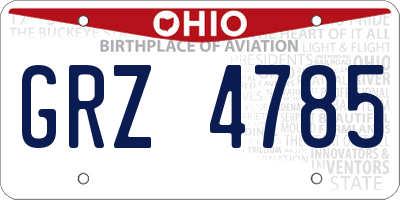 OH license plate GRZ4785