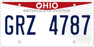 OH license plate GRZ4787