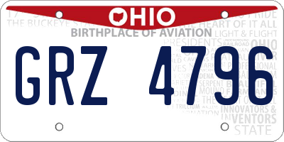 OH license plate GRZ4796