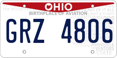 OH license plate GRZ4806