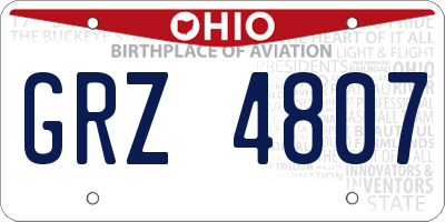 OH license plate GRZ4807