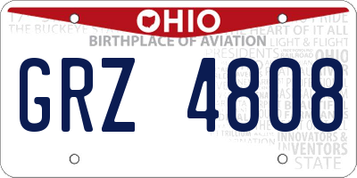 OH license plate GRZ4808
