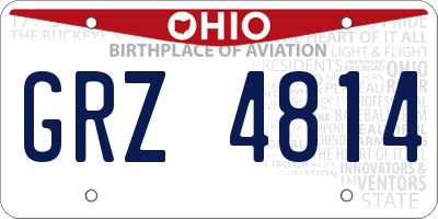 OH license plate GRZ4814