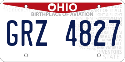 OH license plate GRZ4827