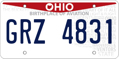 OH license plate GRZ4831