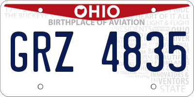 OH license plate GRZ4835