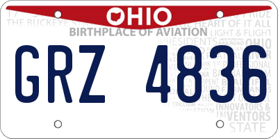 OH license plate GRZ4836