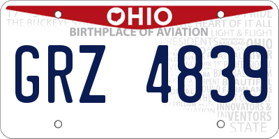 OH license plate GRZ4839