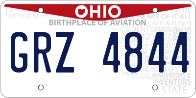 OH license plate GRZ4844
