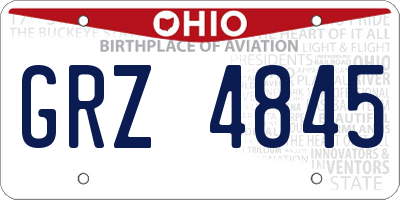 OH license plate GRZ4845