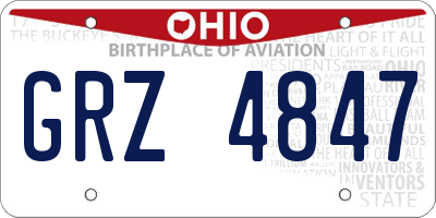 OH license plate GRZ4847