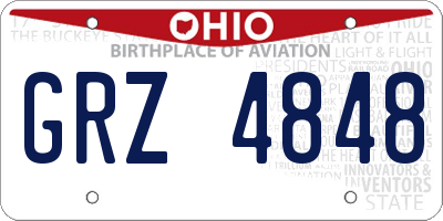 OH license plate GRZ4848