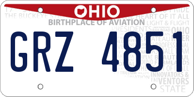 OH license plate GRZ4851