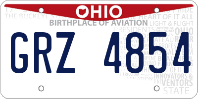 OH license plate GRZ4854