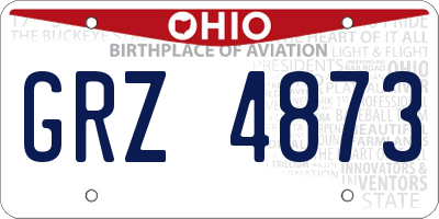 OH license plate GRZ4873