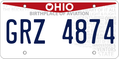 OH license plate GRZ4874
