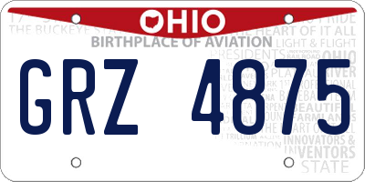 OH license plate GRZ4875