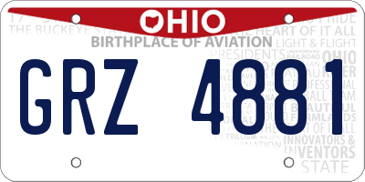 OH license plate GRZ4881