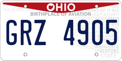 OH license plate GRZ4905