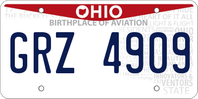 OH license plate GRZ4909