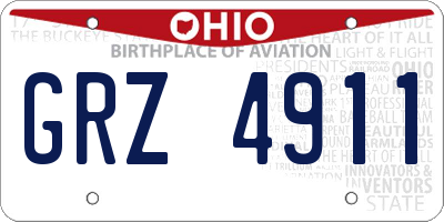 OH license plate GRZ4911