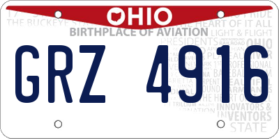 OH license plate GRZ4916